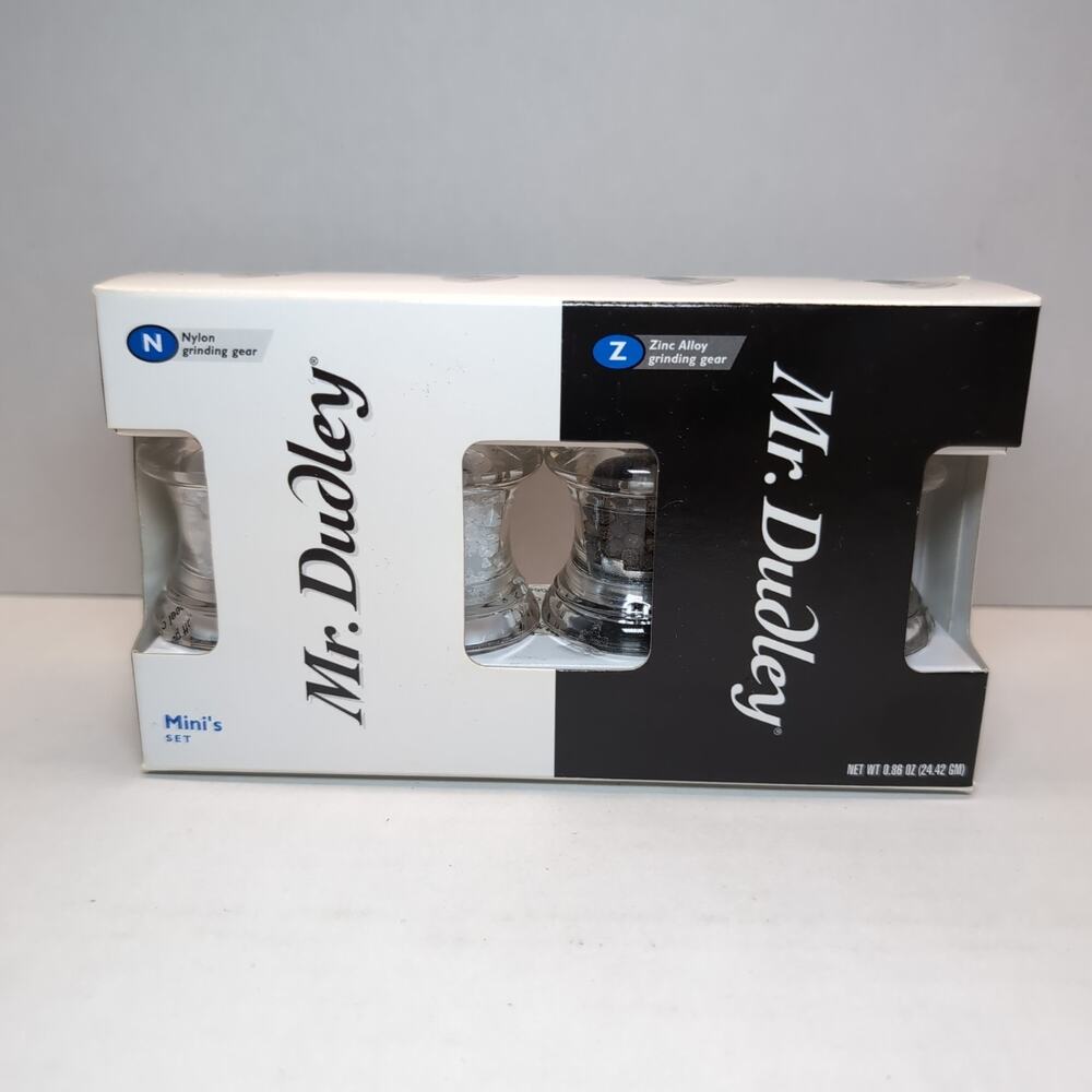 Mr Dudley Mini Set of Salt & Pepper Mill Grinder Acrylic Lucite‎